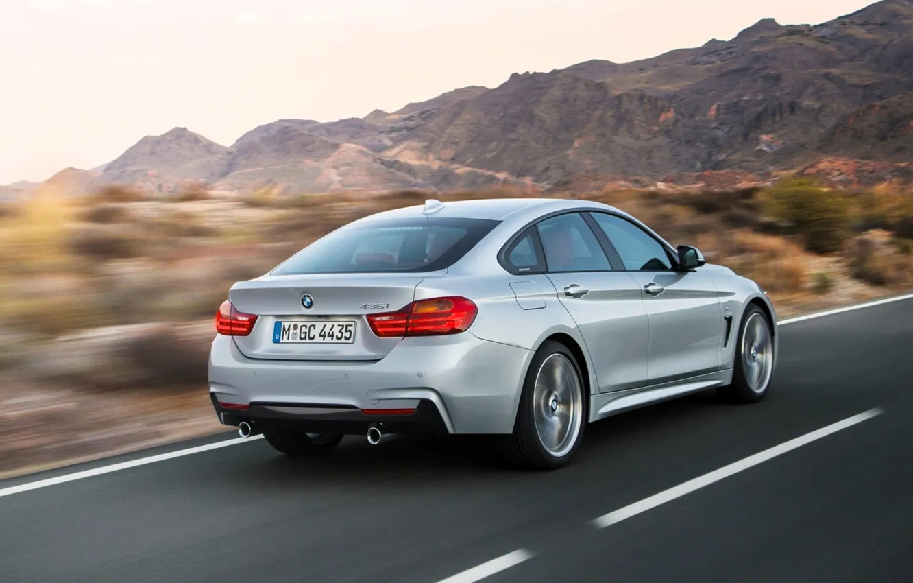 Фото обои дорога, горы, скорость, серебристый, BMW, шоссе, БМВ, Gran Coupe