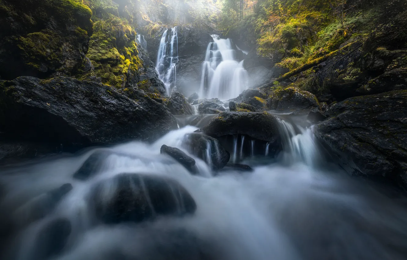 Фото обои река, камни, Норвегия, водопады, каскад, Norway, Lier, Лиер