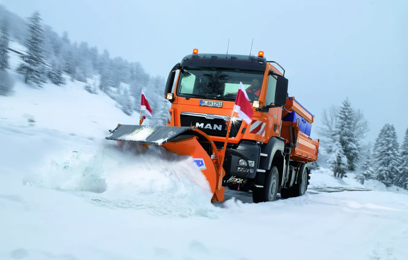 Фото обои winter, snow, MAN Truck & Bus, TGS 18.360, road service