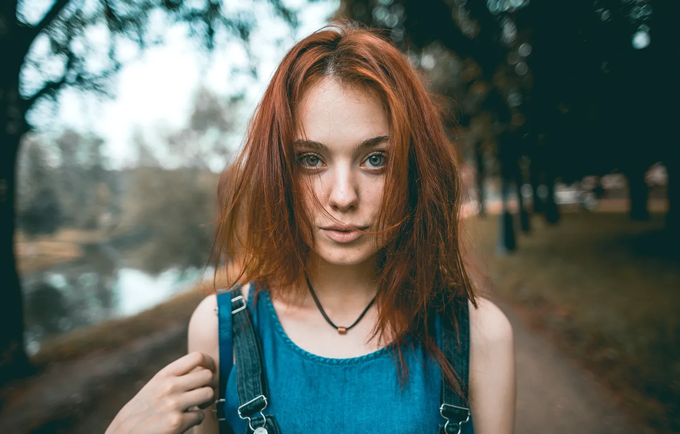 Фото обои девушка, парк, модель, портрет, рыжая, боке, Masha, Nacho Zàitsev
