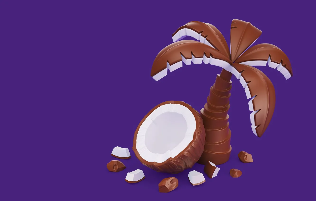 Фото обои пальма, еда, шоколад, кокос, вкусняшки, AJ Jefferies, Cadbury Dairy Milk Icons