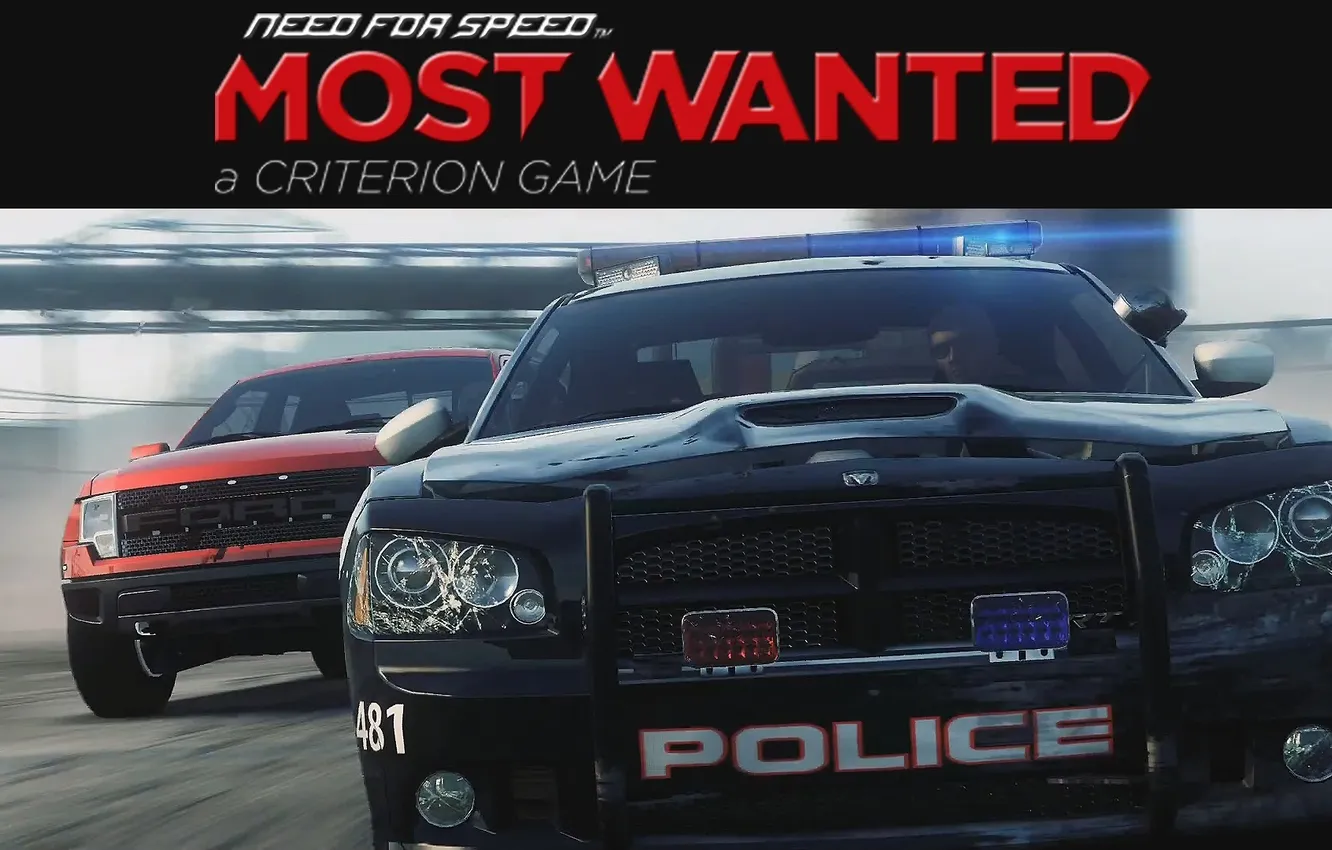 Фото обои Ford, полиция, погоня, внедорожник, гонки, Dodge Charger, need for speed most wanted 2, F-150 SVT …
