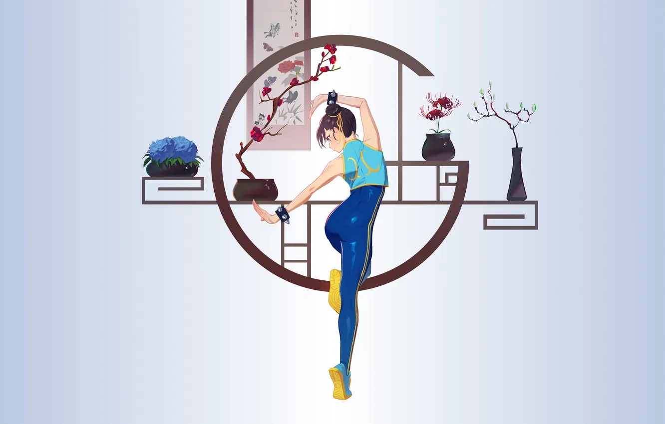Фото обои ass, brunette, Capcom, Chun-Li, leggings, video games, bangs, tight clothing