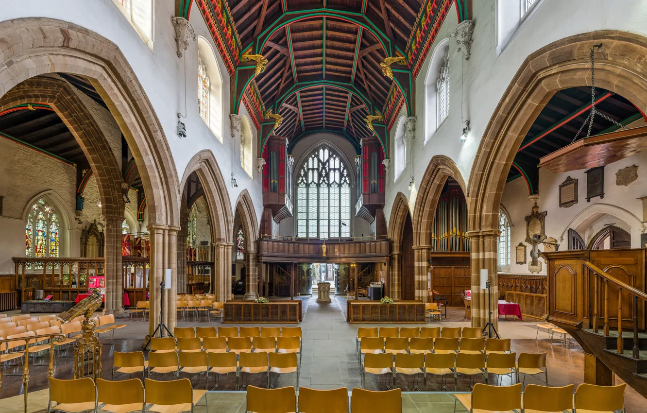 Фото обои interior, UK, Leicestershire, Diliff, Leicester Cathedral Nave