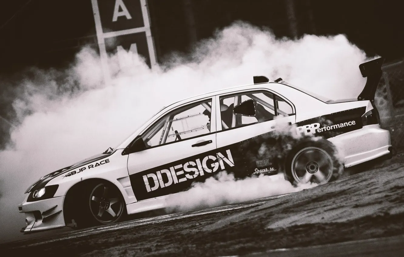 Фото обои Mitsubishi, дрифт, drift, smoke, evolution, evo, Митсубиси, корч