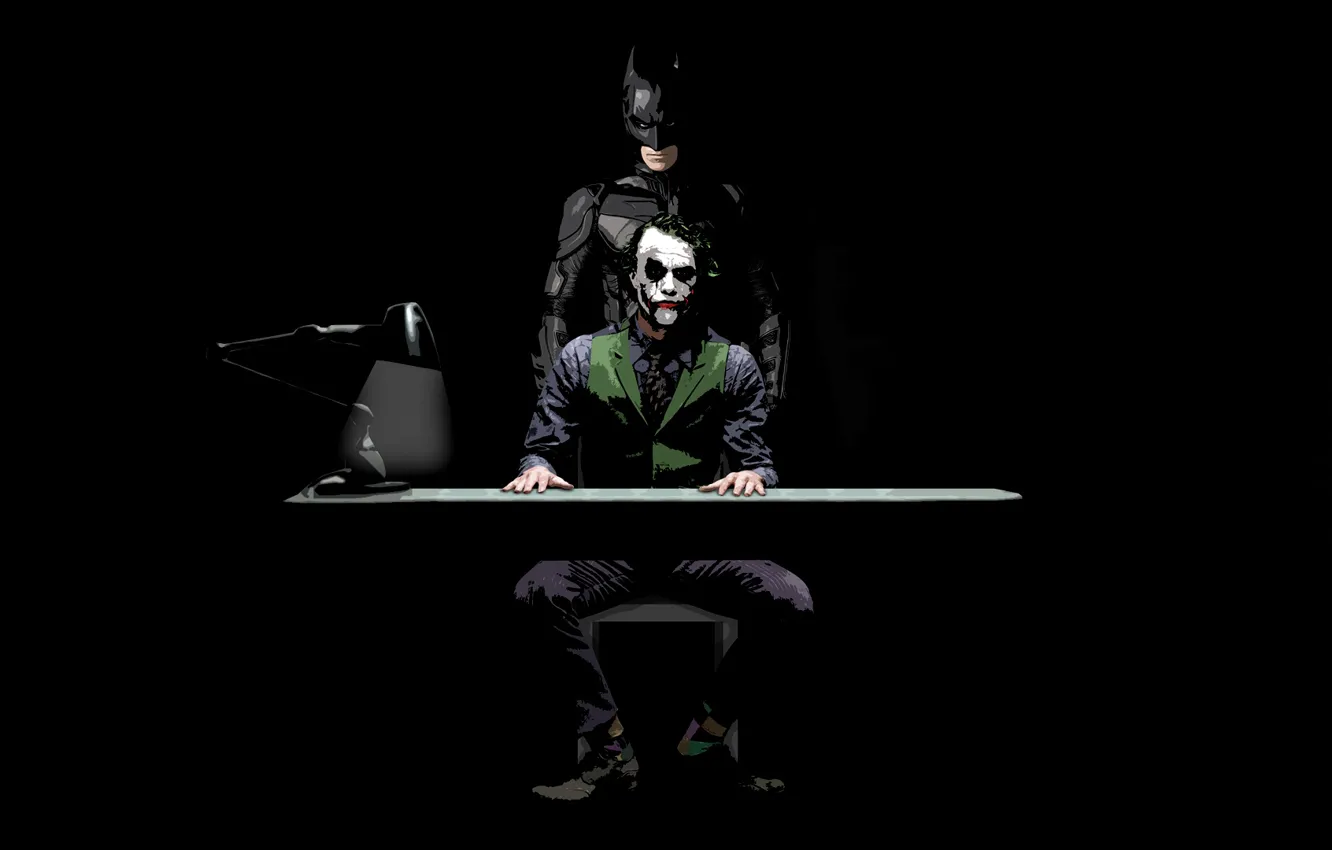 Фото обои The Dark Knight, Batman, Темный рыцарь, Joker
