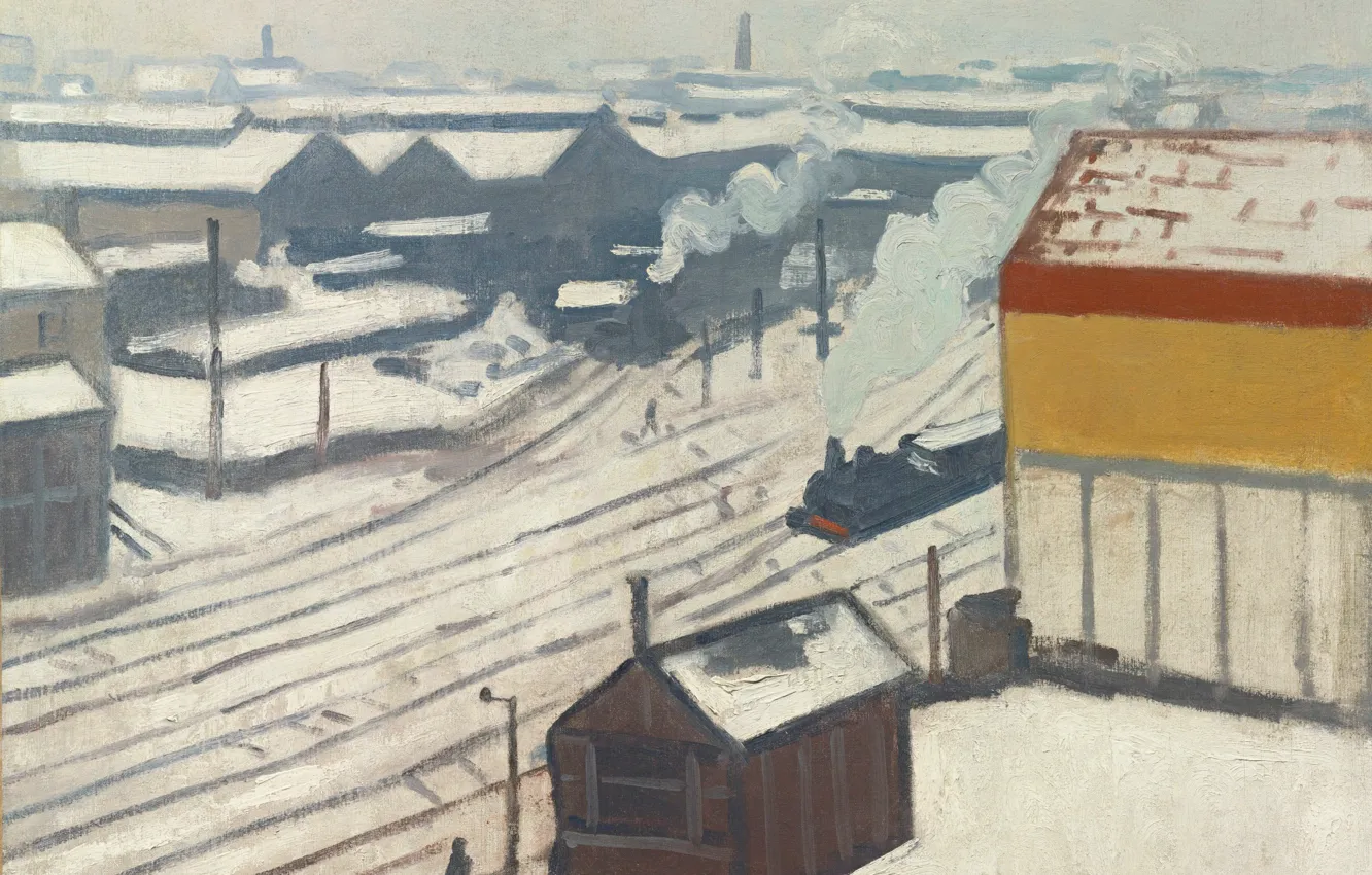Фото обои картина, Albert Marquet, Альбер Марке, Железнодорожный Вокзал Монпарнас под Снегом