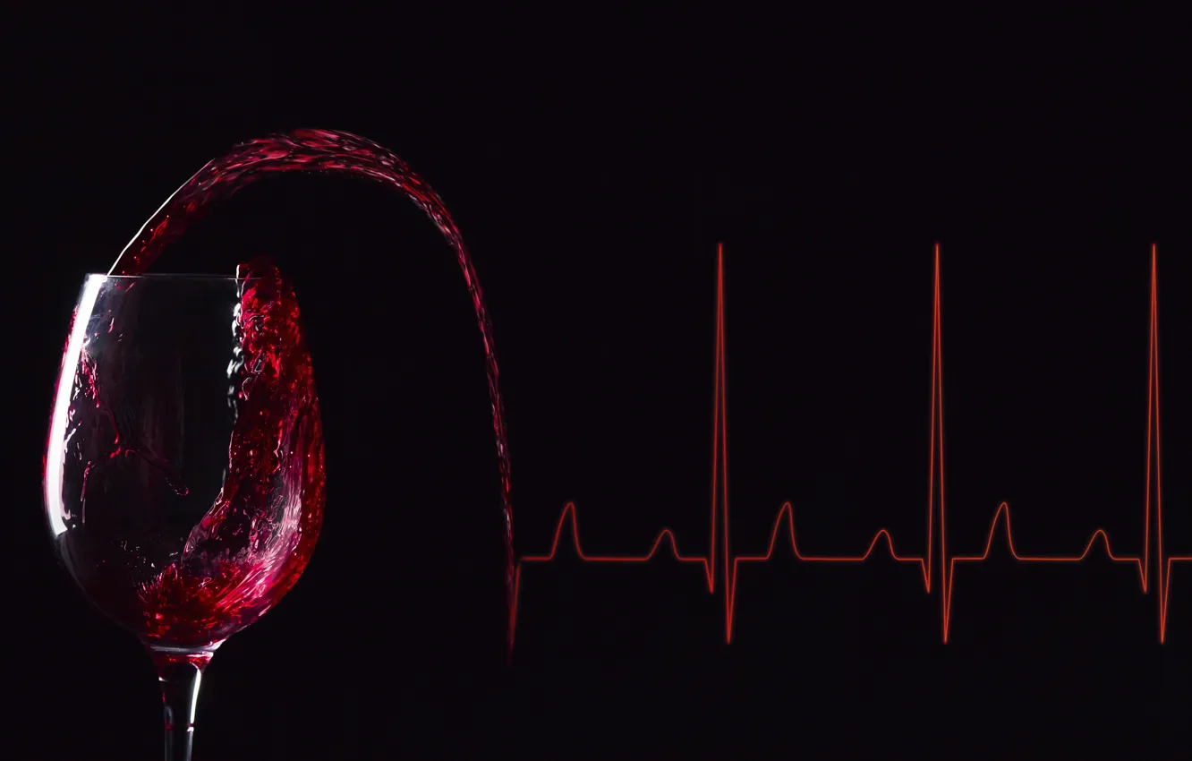 Фото обои wine, lines, glass of wine, electrocardiogram