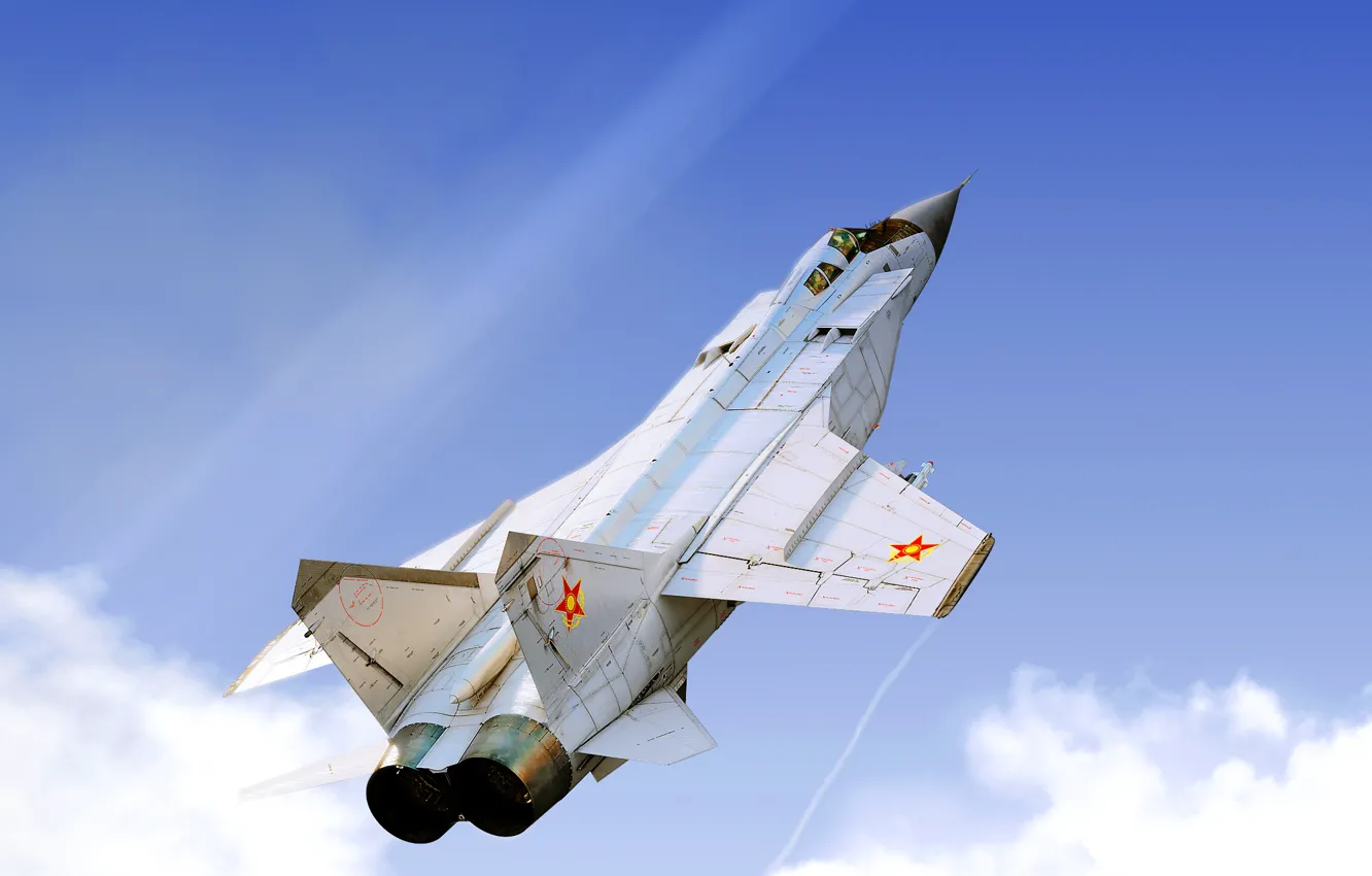 Фото обои Небо, Истребитель, Арт, МиГ, Перехватчик, Foxhound, МиГ-31, MiG-31