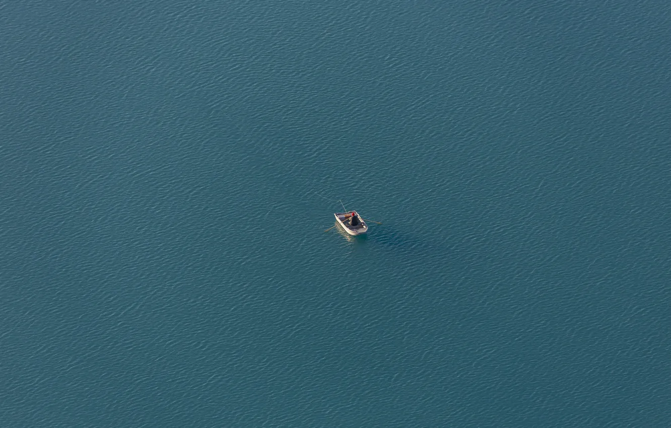 Фото обои lake, boat, fisherman