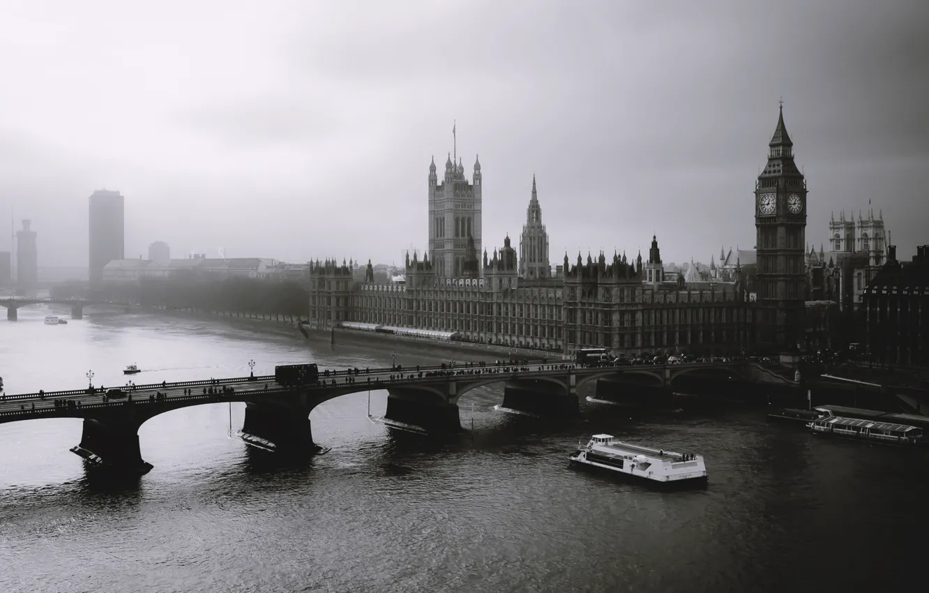 Фото обои туман, лондон, london