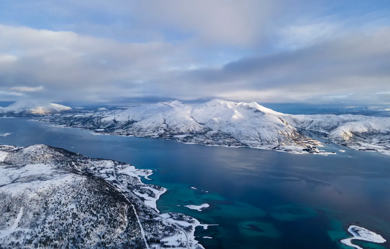 Фото обои пейзаж, горы, Норвегия, фьорд, Lofoten