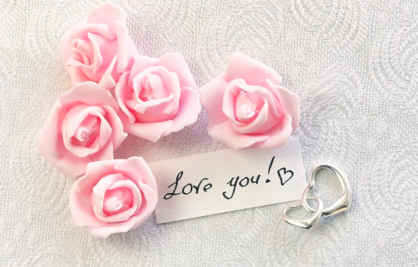Фото обои сердечки, I love you, pink, romantic, hearts, gift, roses, розовые розы
