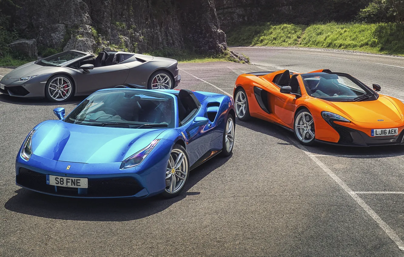 Фото обои McLaren, Lamborghini, Ferrari, cars, Spyder, суперкары, supercars, Spider