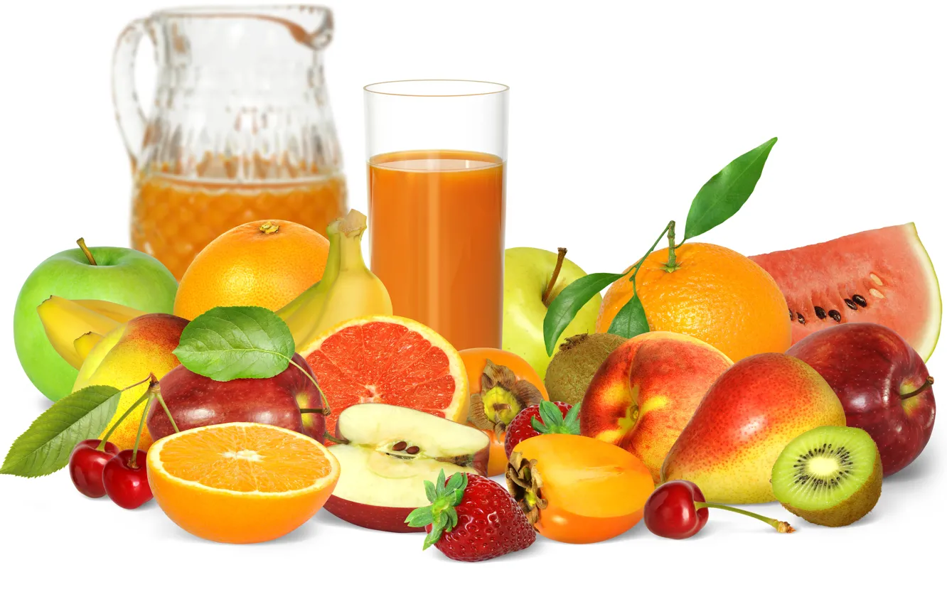 Фото обои ягоды, сок, фрукты