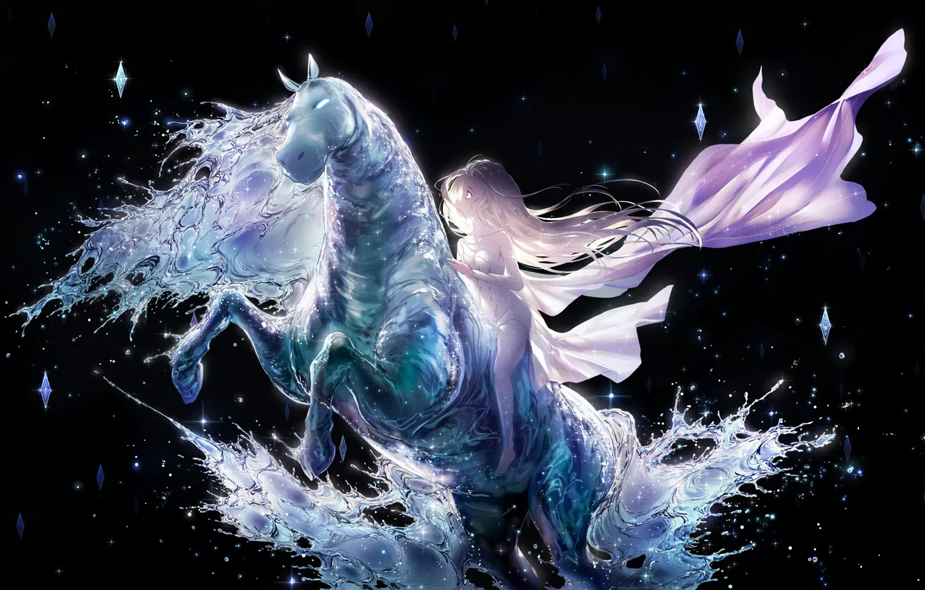 Фото обои лед, лошадь, Эльза, Холодное сердце