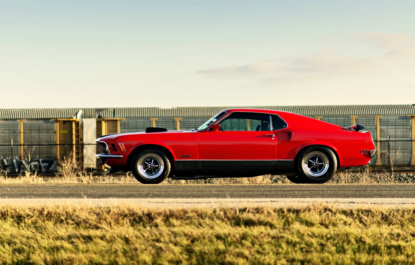 Фото обои мустанг, red, форд, ford mustang, muscle car, автообои, mach 1, lunchbox photoworks