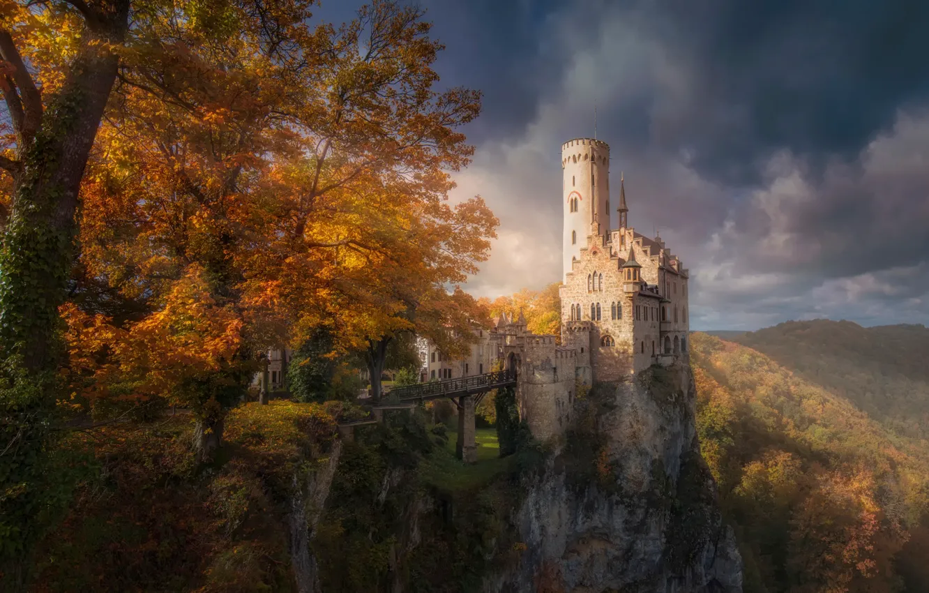 Фото обои осень, пейзаж, замок, Германия