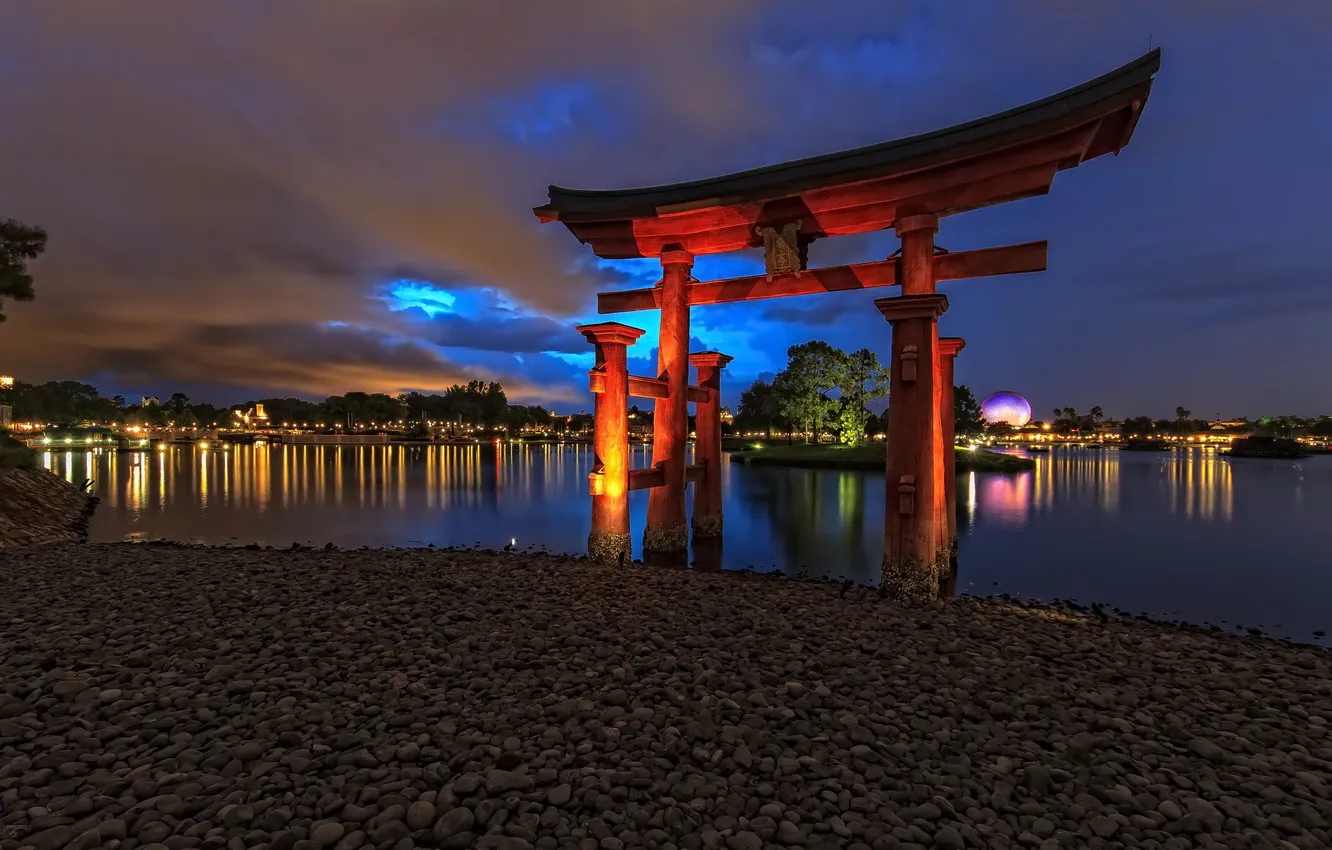Фото обои Japan, Disney World, Reflection, ong exposure