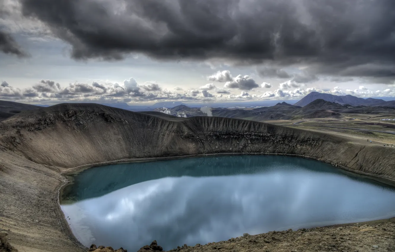 Фото обои озеро, кратер, VITI CRATER