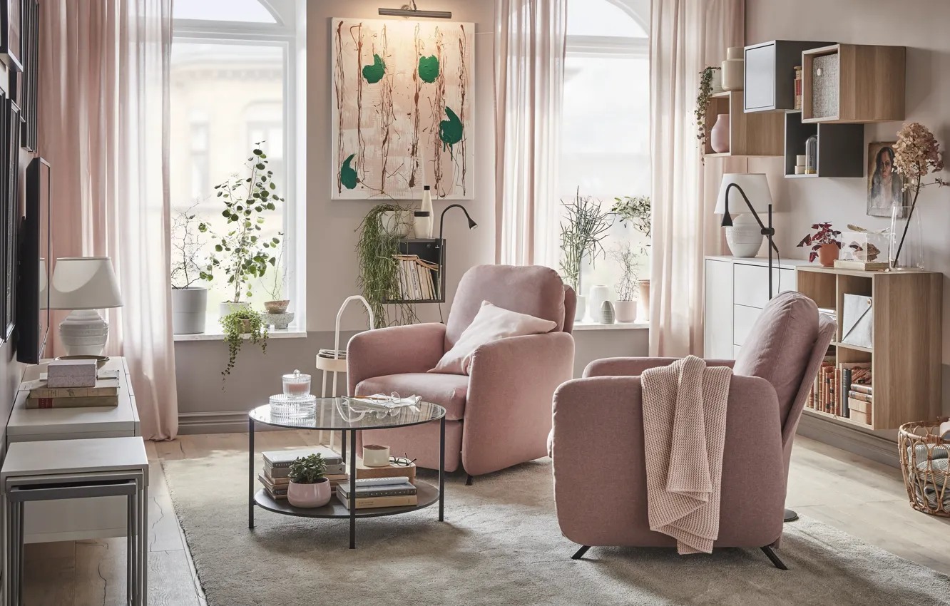 Фото обои дизайн, стиль, комната, интерьер, гостиная, пастельные тона, ИКЕА, IKEA idea decor