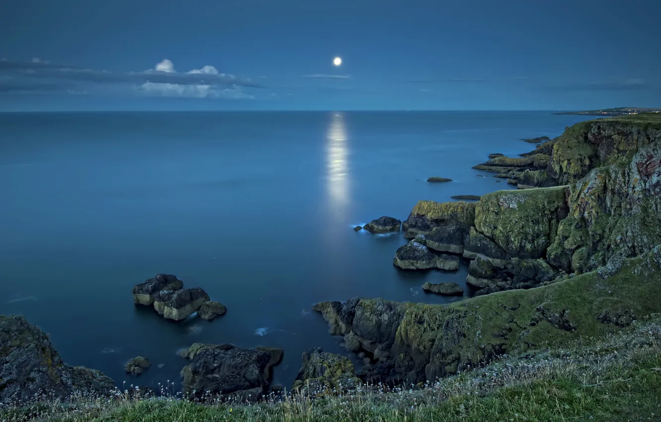 Фото обои море, пейзаж, ночь