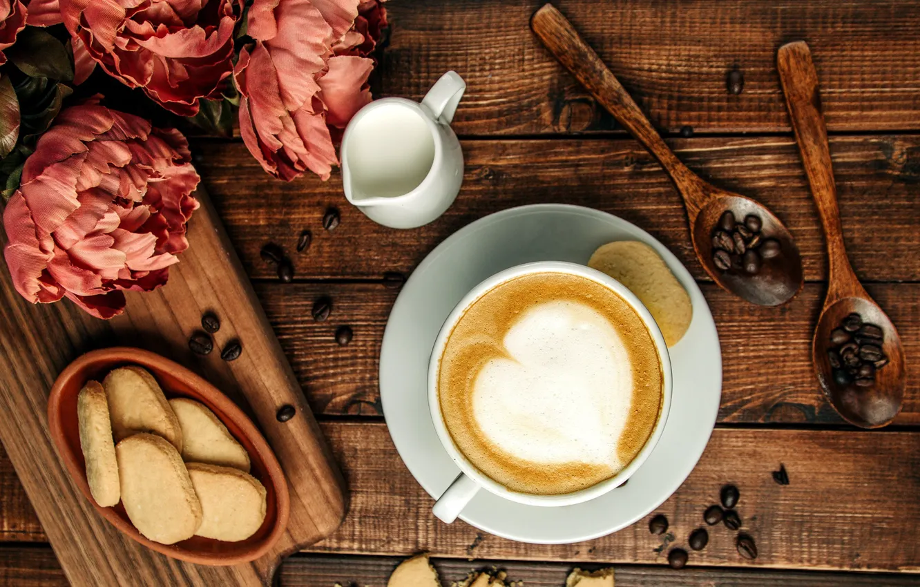 Фото обои кофе, печенье, cappuccino