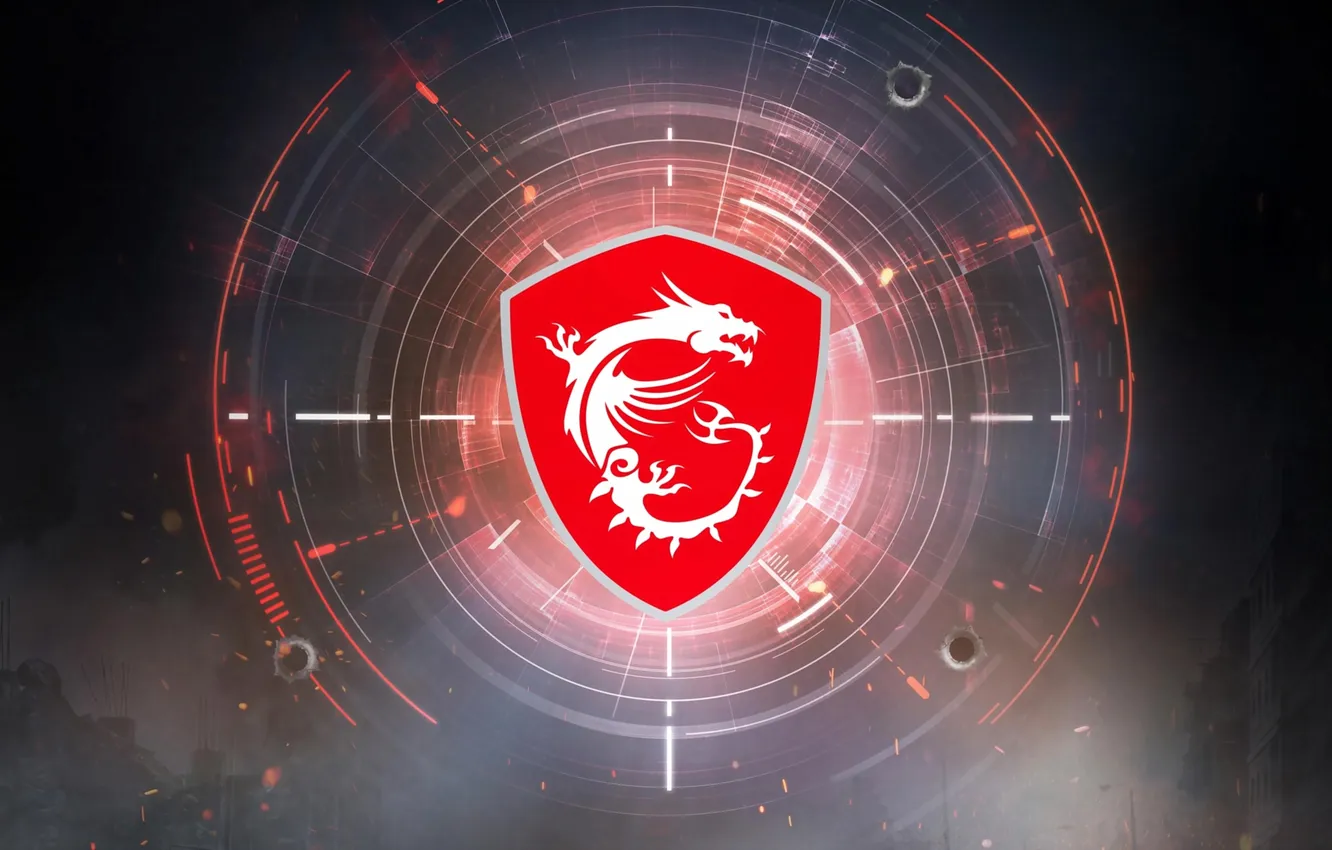Фото обои темный фон, логотип, logo, бренд, gaming, material, MSI, Micro Star International