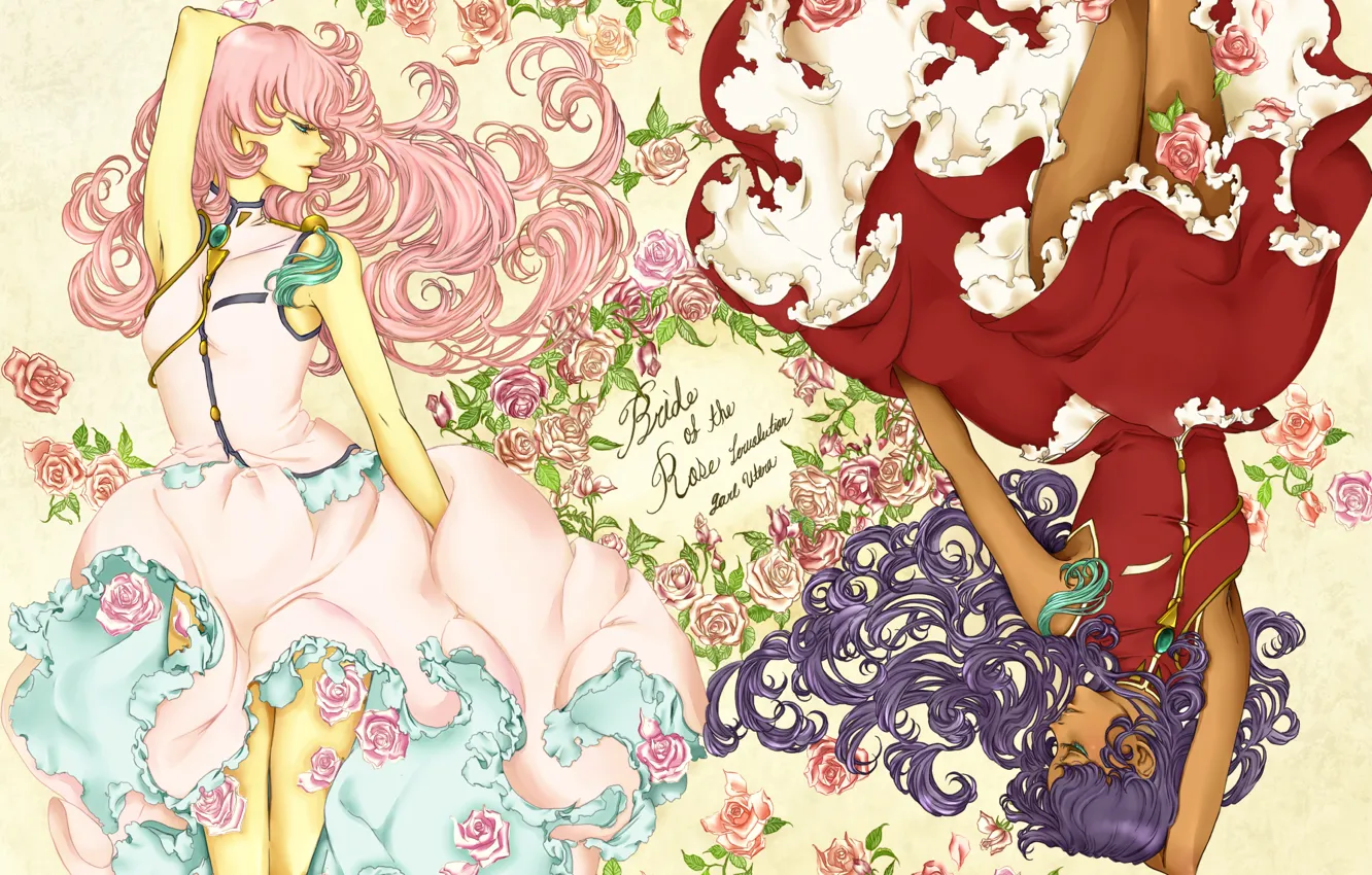 Фото обои девушки, розы, аниме, арт, revolutionary girl utena