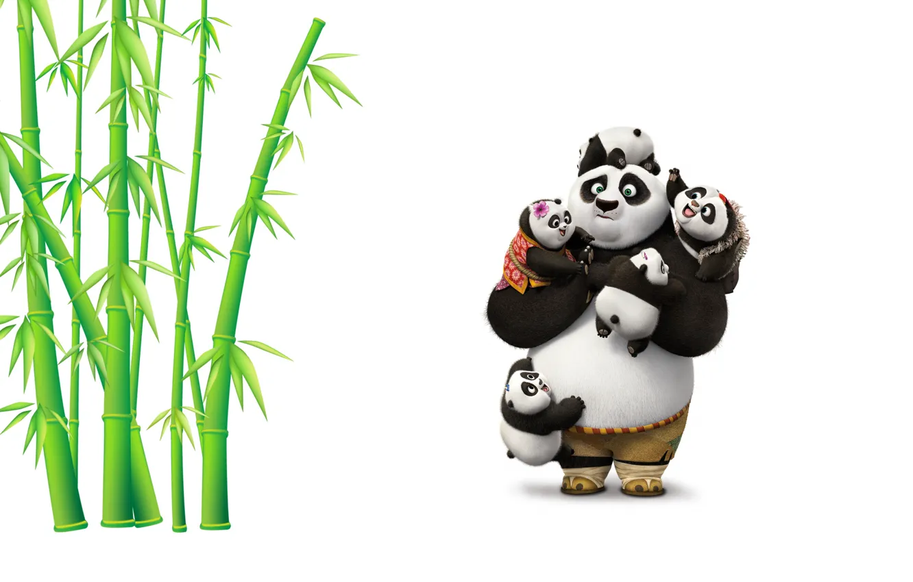 Фото обои настроение, бамбук, арт, панда, детская, Kung Fu Panda 3, Baby Pandas