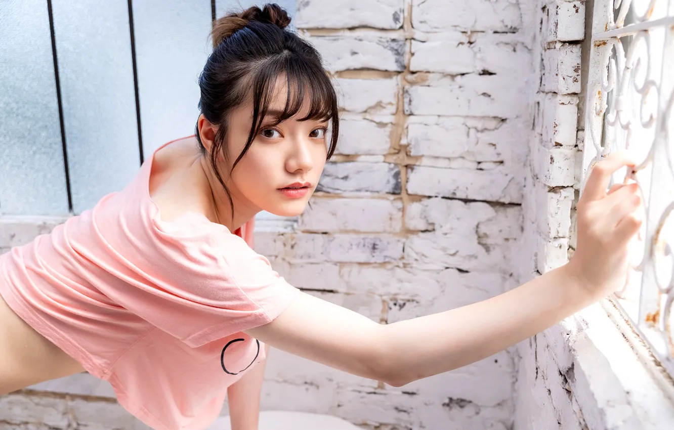 Фото обои Beautiful, Asian, Model, Wall, Woman, Pretty, Window, Japanese