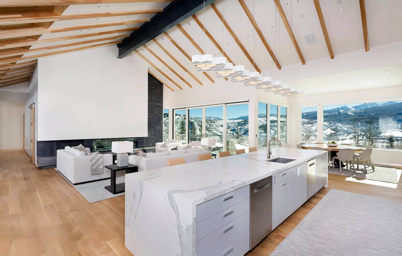 Фото обои вилла, курорт, гостиная, жилое пространство, Contemporary Residence