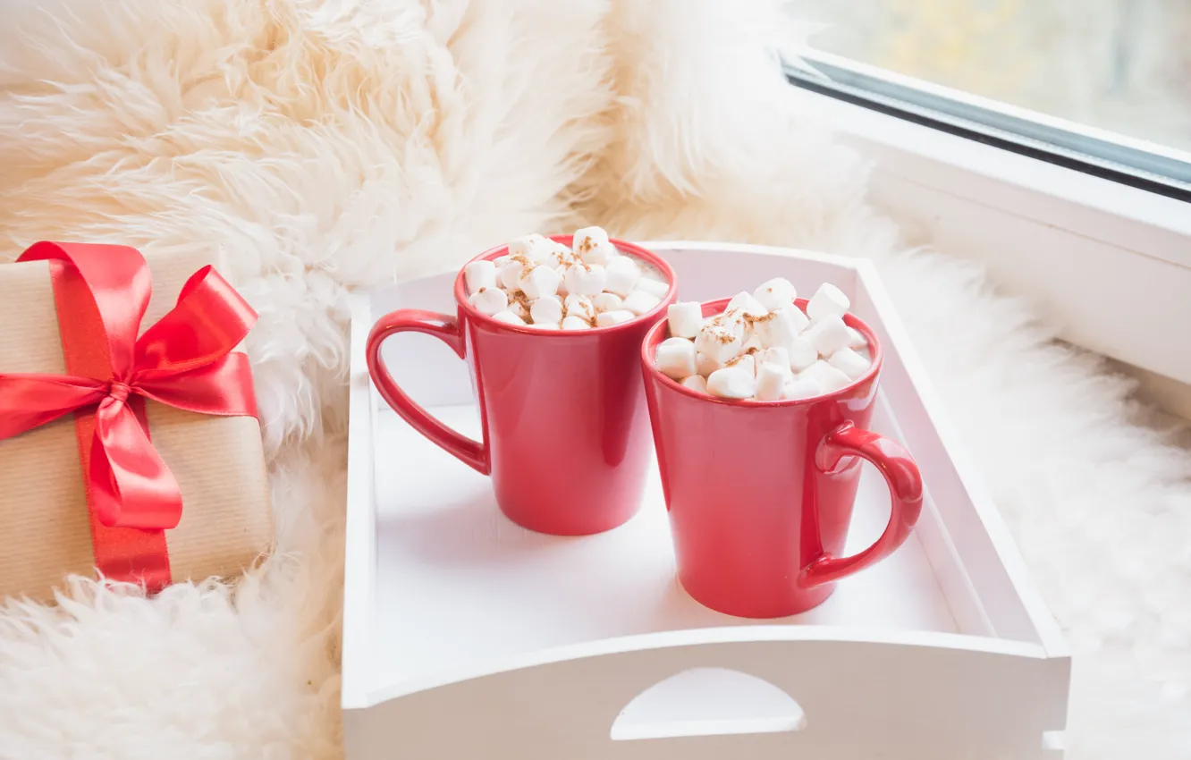 Фото обои кофе, окно, чашка, мех, поднос, Svetlana Cherruty