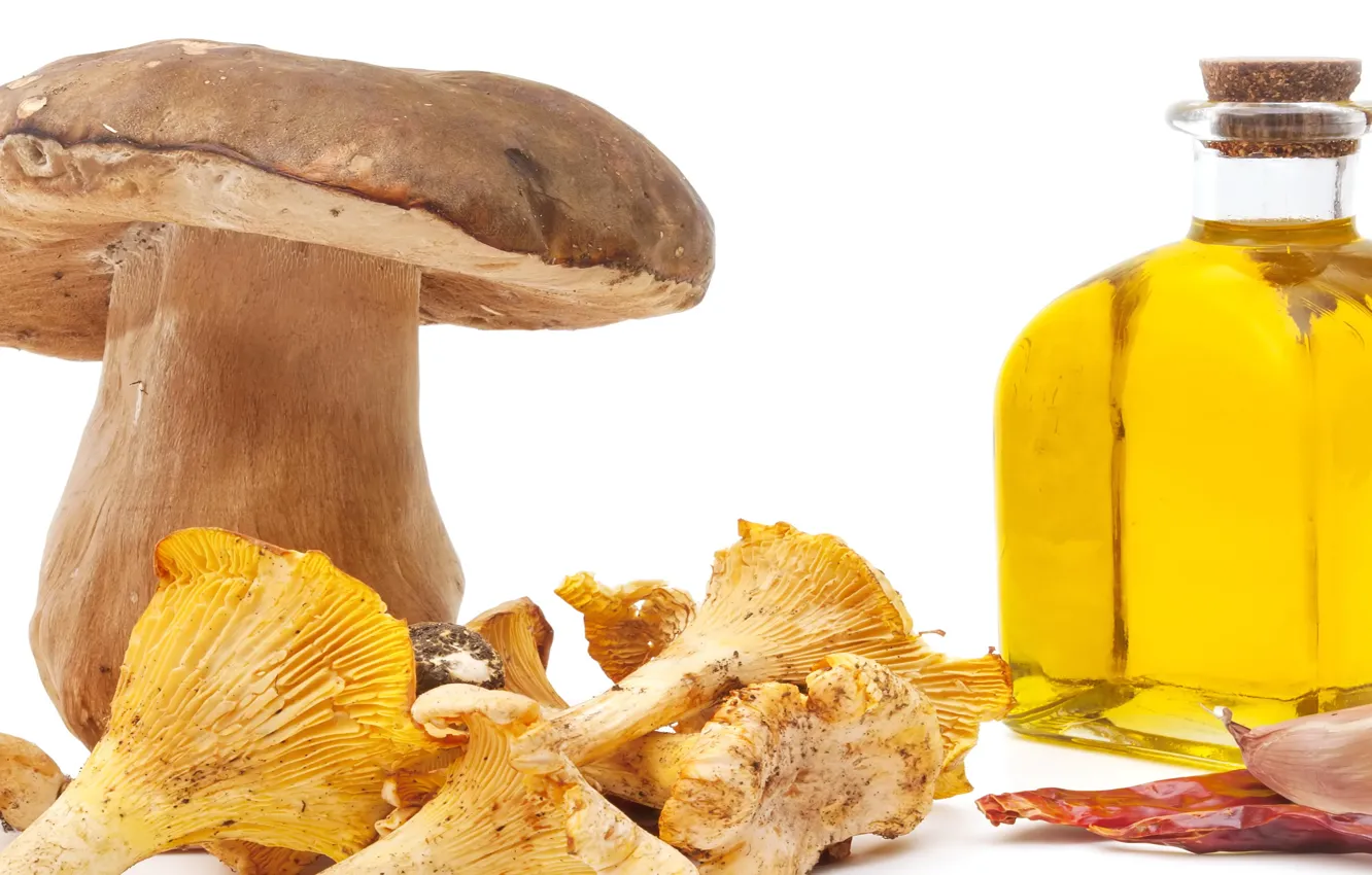 Фото обои грибы, масло, чеснок