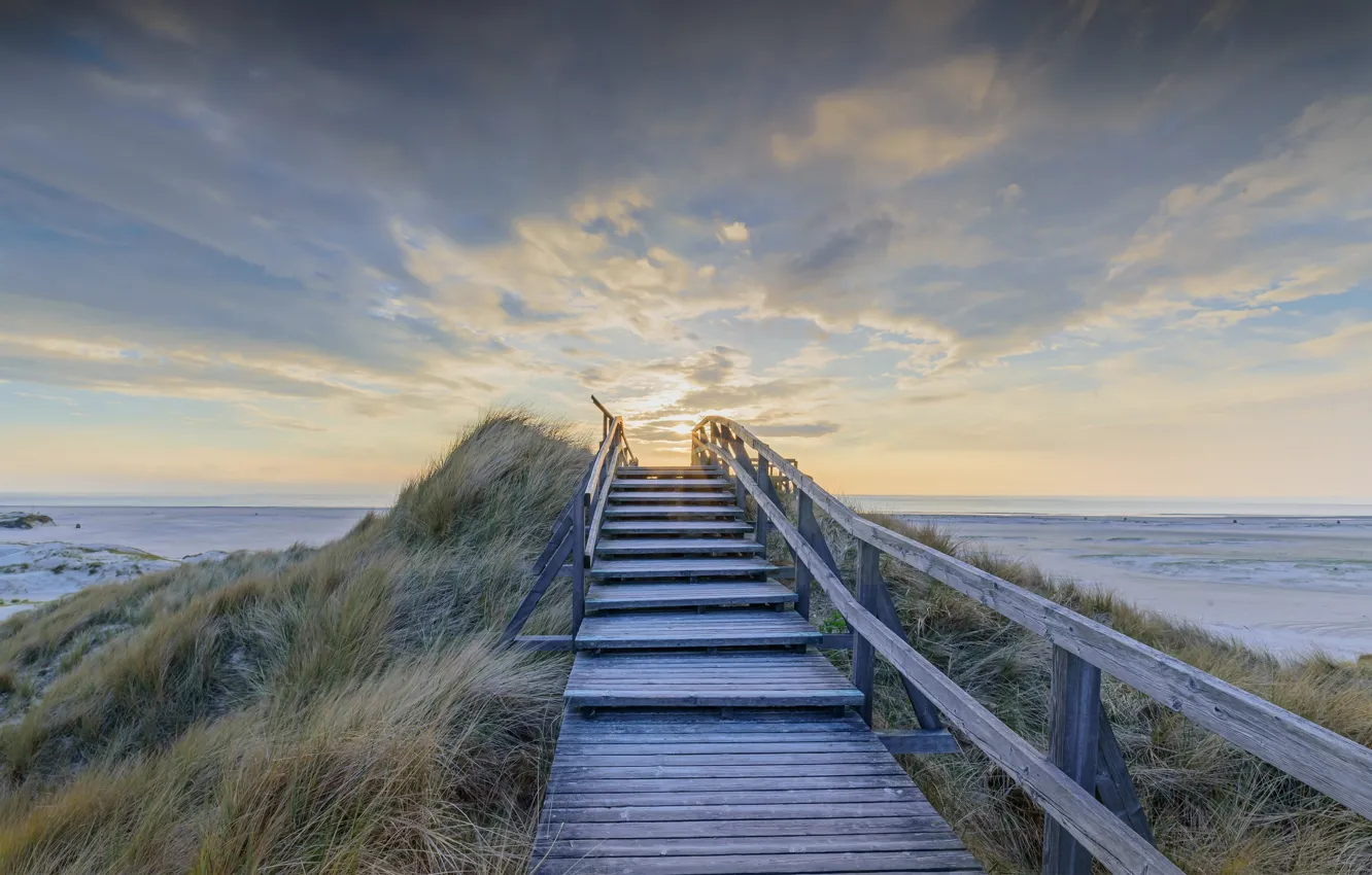 Фото обои Германия, Germany, North Sea Sunset, остров Норддорф-Амрум, Закат в Северном море, Norddorf Amrum Island