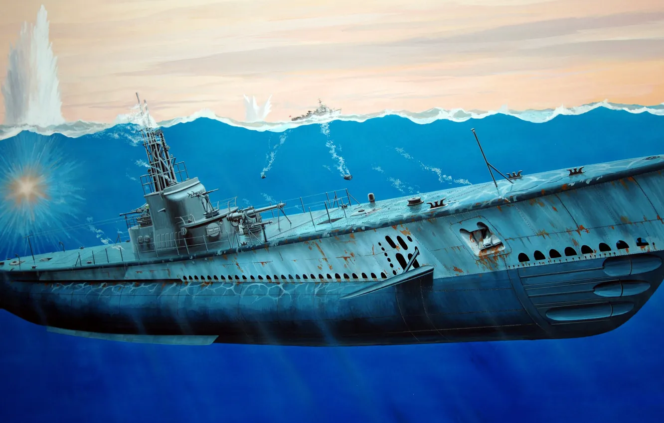 Фото обои США, подводная лодка, USS Gato, Дизель-электрическая, Gato-Class Submarine