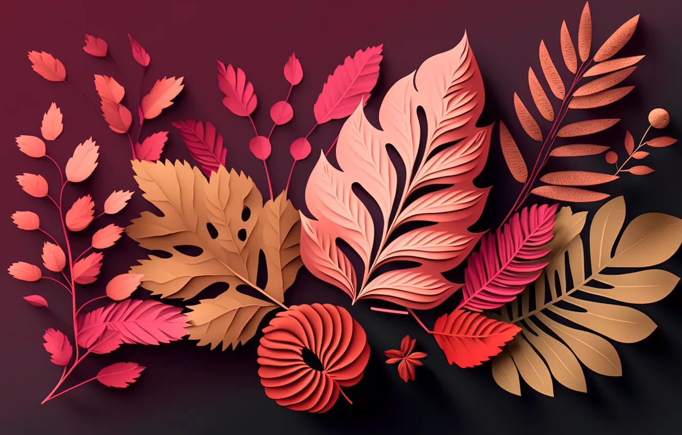 Фото обои листья, фон, colorful, red, натюрморт, background, autumn, leaves