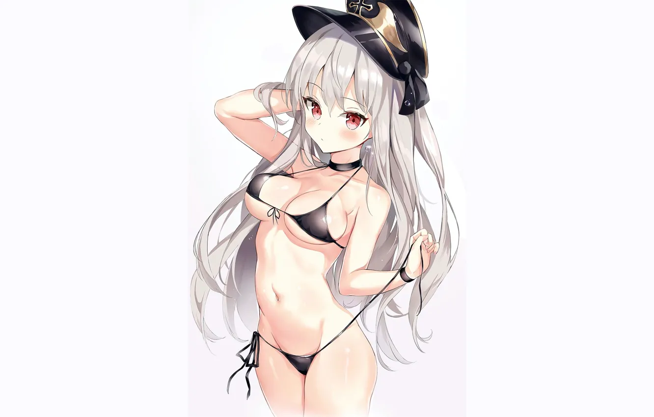Фото обои girl, sexy, cleavage, boobs, anime, beautiful, red eyes, pretty