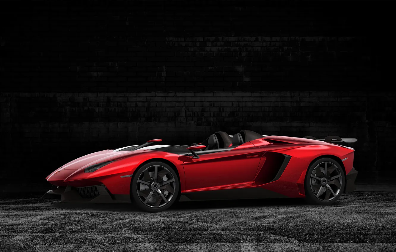 Фото обои красный, Lamborghini, ламборгини, Aventador J, speedster