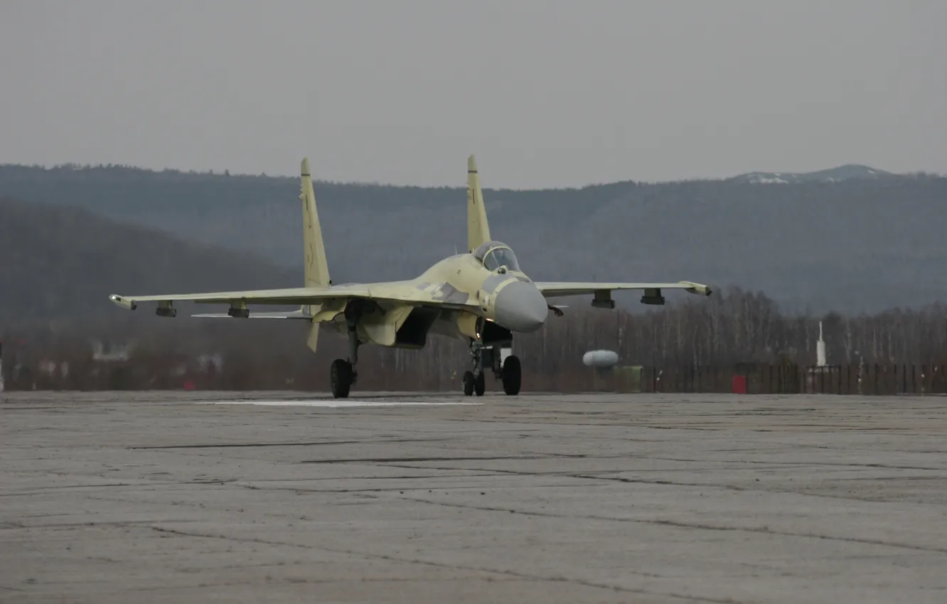 Фото обои истребитель, Су-35, испытания, подготовка, к взлету