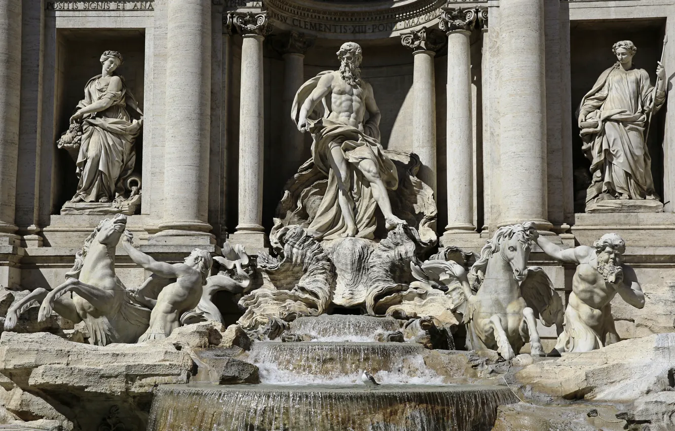 Фото обои Рим, Италия, скульптура, фонтан Треви
