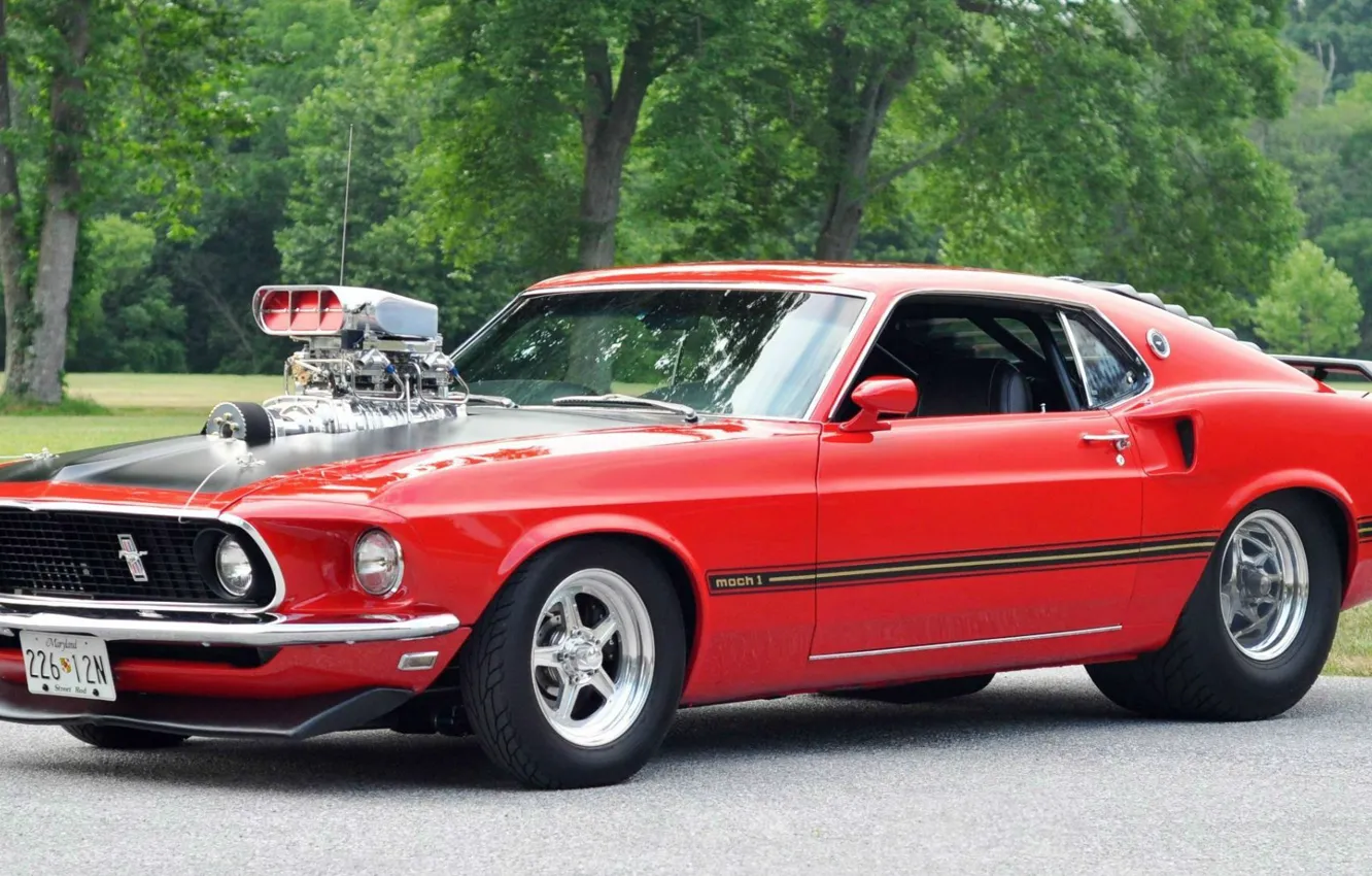 Фото обои Mustang, Ford, 1969, muscle, tuning, power, america, Mach 1