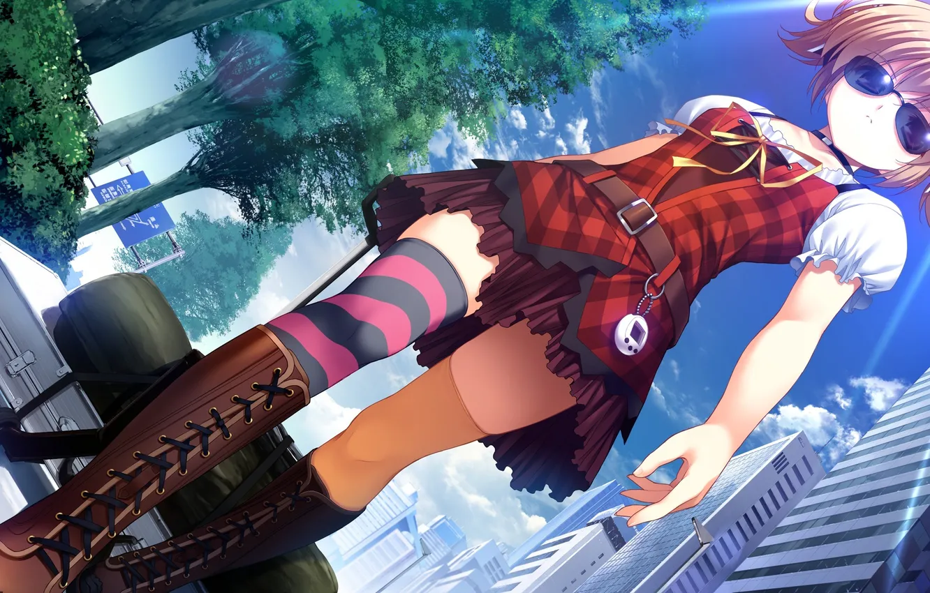 Фото обои взгляд, девушка, улица, art, походка, grisaia no kajitsu, презрение, irisu makina