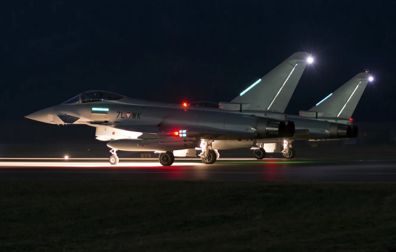 Фото обои вечер, истребитель, многоцелевой, Eurofighter Typhoon
