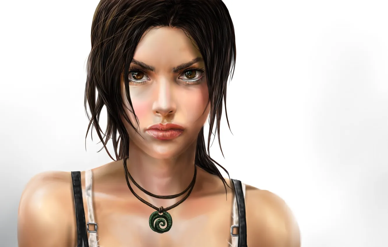 Фото обои взгляд, фон, игра, арт, Tomb Raider, lara croft