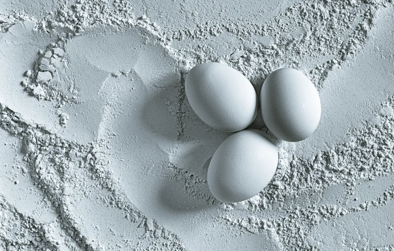 Фото обои яйца, разводы, белый фон, тени, белые, трио, монохром, композиция