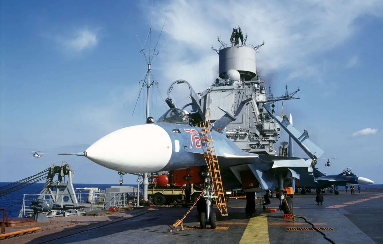Фото обои палуба, самолёт, Су-33, ВМФ России, авианосца, палубны