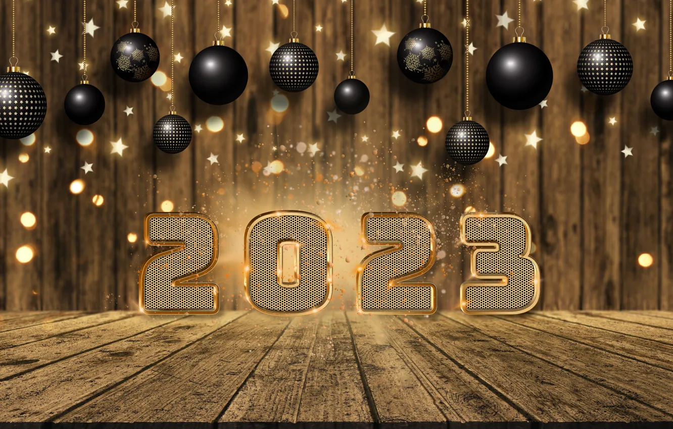 Фото обои золото, Новый Год, цифры, golden, happy, bokeh, New Year, glitter