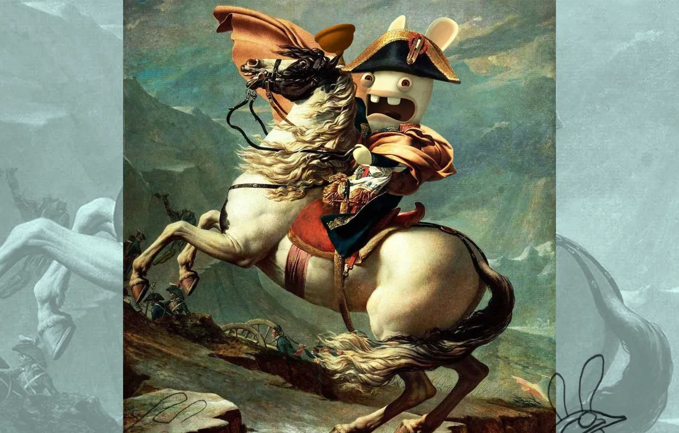 Фото обои конь, кролик, Наполеон
