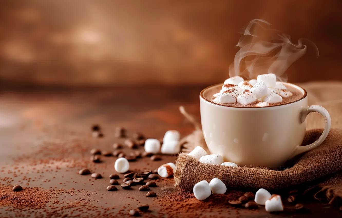 Фото обои steam, coffee, heat, marshmallows, Hot Cocoa